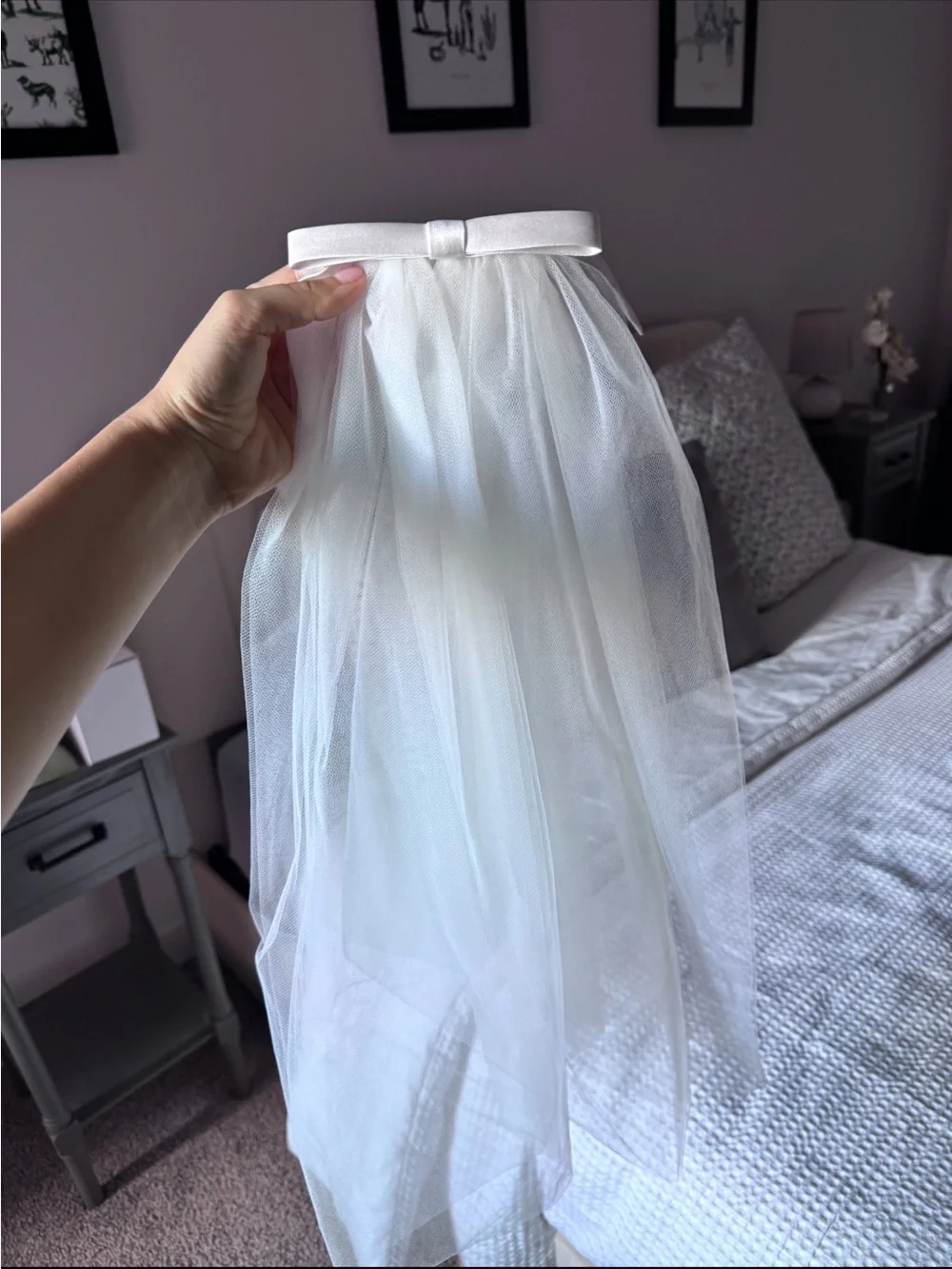Classic White Tulle Skirt with Bow Waist